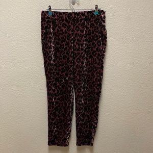 J. Crew Crushed Velvet Leopard Print Pants Size 6